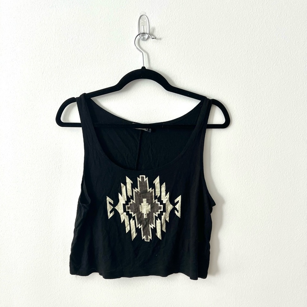 Aztec Cropped Tank Top - Loose Fit Size S
